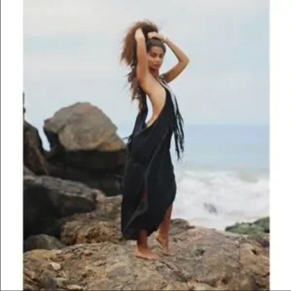 ZHENNYMPH ZHEN NYMPH Tan Black Fringe Tribal Racerback Dreamcatcher Dress S M - Picture 7 of 16